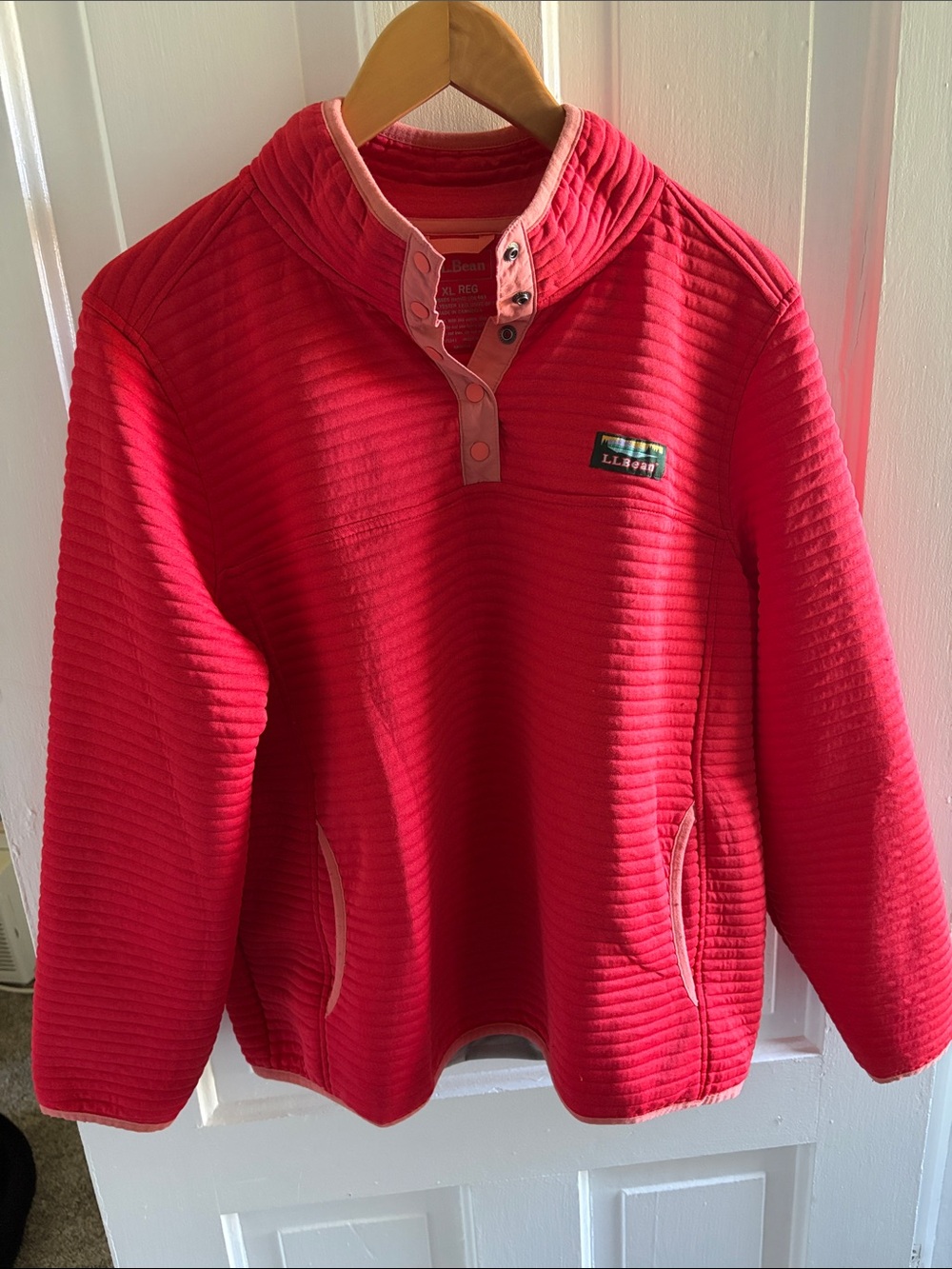 🔥L.L. Bean Hot Pink Quilted Snap-Neck Pullover🔥